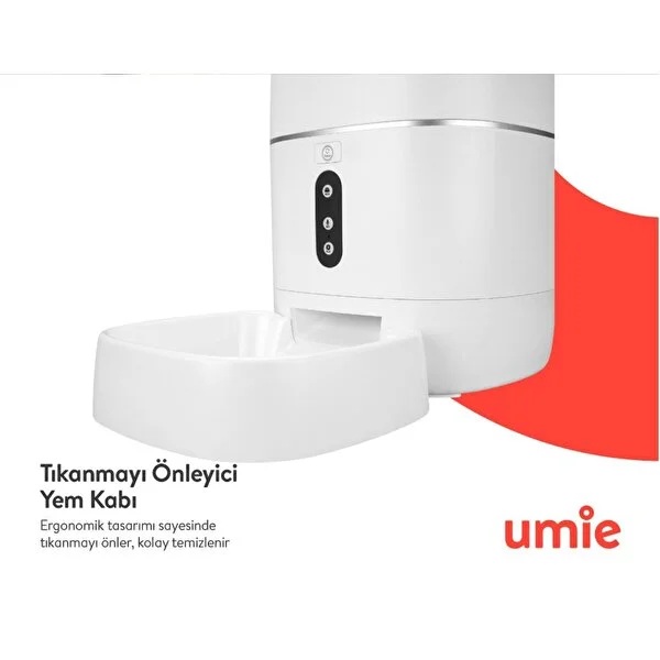 UMIE UM-PF2021A 6L Kapasiteli Sesli Mesaj Otomatik Yem Kabı Wifi+BT Tuya Destekli Kedi Köpek Besleyici ikinci görünüm