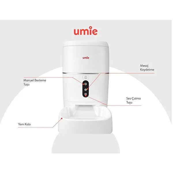 UMIE UM-PF2021A 6L Kapasiteli Sesli Mesaj Otomatik Yem Kabı Wifi+BT Tuya Destekli Kedi Köpek Besleyici