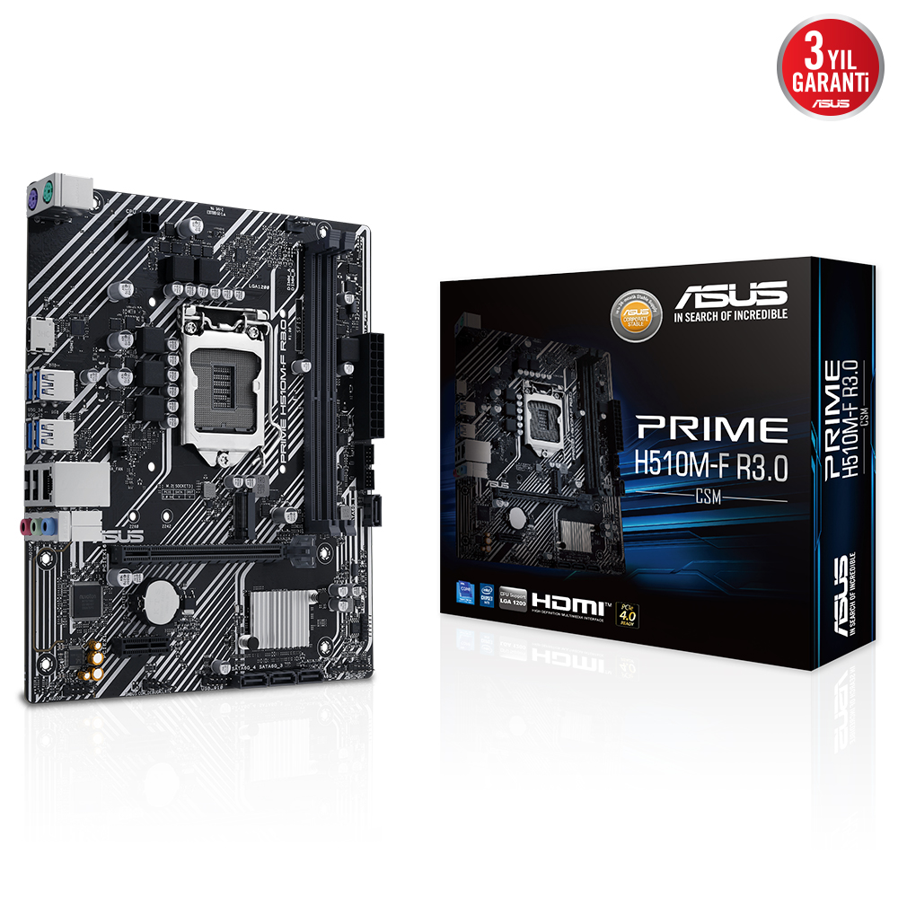 ASUS PRIME H510M-F R3.0 CSM DDR4 HDMI PCIE 3.0 1200p v2 ikinci görünüm