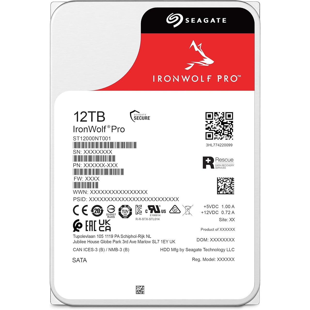 SEAGATE 12TB 3.5" IRONWOLF ST12000NT001 7200 RPM 256MB SATA-3 NAS Diski