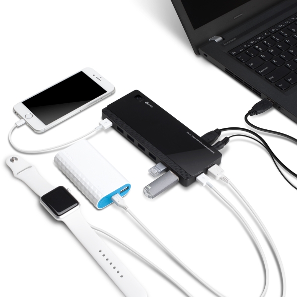 TP-LINK UH720 7port USB 3.0 Siyah USB Çoklayıcı Hub Adaptörlü