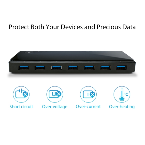 TP-LINK UH720 7port USB 3.0 Siyah USB Çoklayıcı Hub Adaptörlü