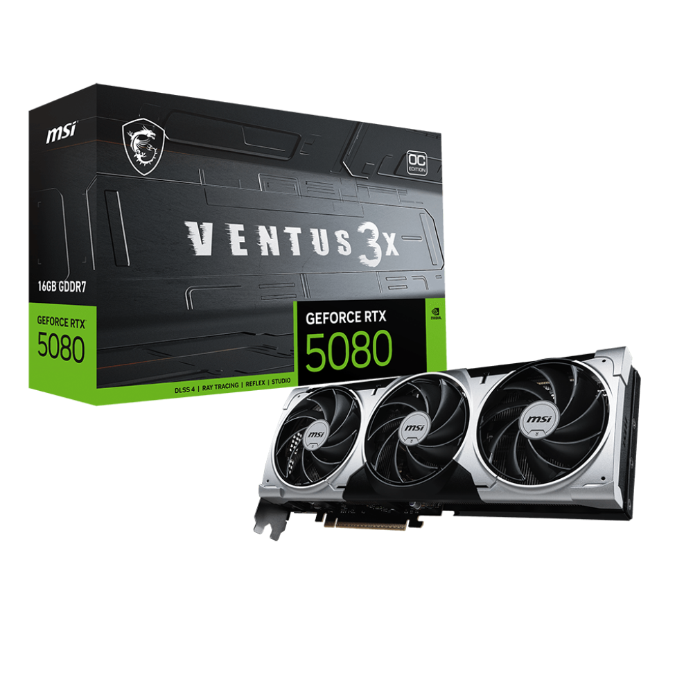 MSI RTX5080 16GB VENTUS 3X OC 16G GDDR7 256bit HDMI DP PCIe 5.0 ikinci görünüm