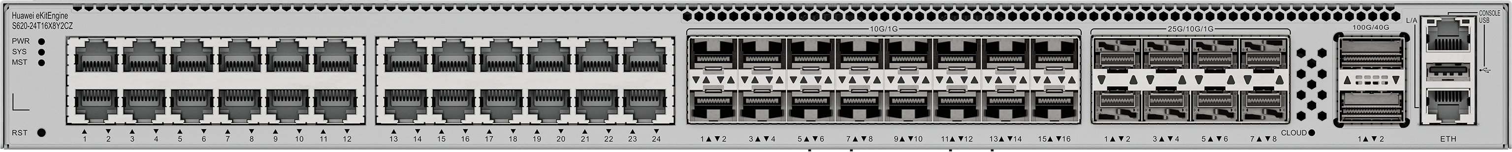 HUAWEI 24port 10-SFP/8-SFP 25GbE/2-SFP 100GbE Gigabit 10xSFP+/8x25GE/2x100GE Yönetilebilir Switch  eKIT S620-24T16X8Y2CZ ikinci görünüm