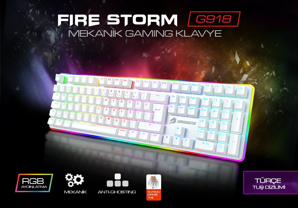 GAMEBOOSTER G918 Kablolu Q Trk Beyaz Gaming Klavye