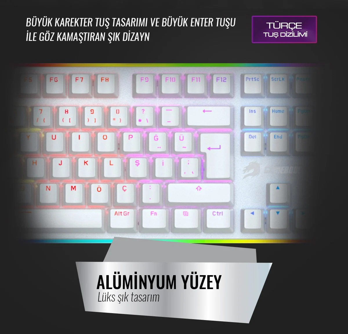 GAMEBOOSTER G918 Kablolu Q Trk Beyaz Gaming Klavye