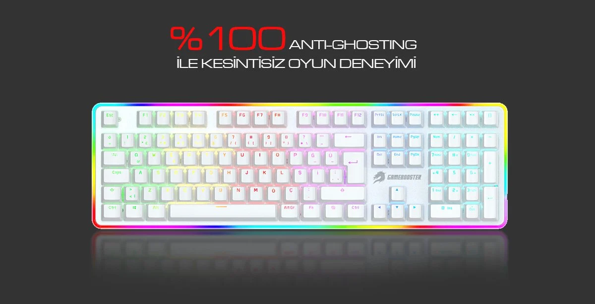GAMEBOOSTER G918 Kablolu Q Trk Beyaz Gaming Klavye