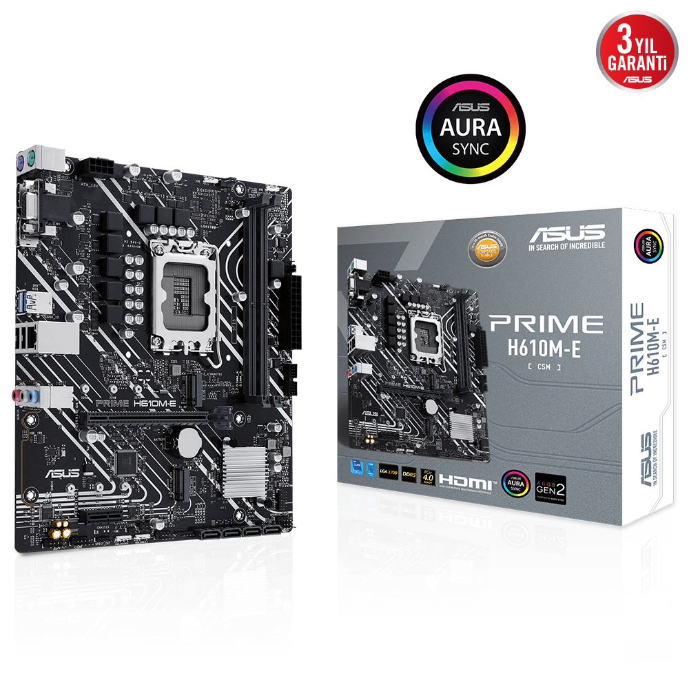 ASUS PRIME H610M-E-CSM DDR5 HDMI-DP PCIE 4.0 1700p mATX Kurumsal Anakart ikinci görünüm