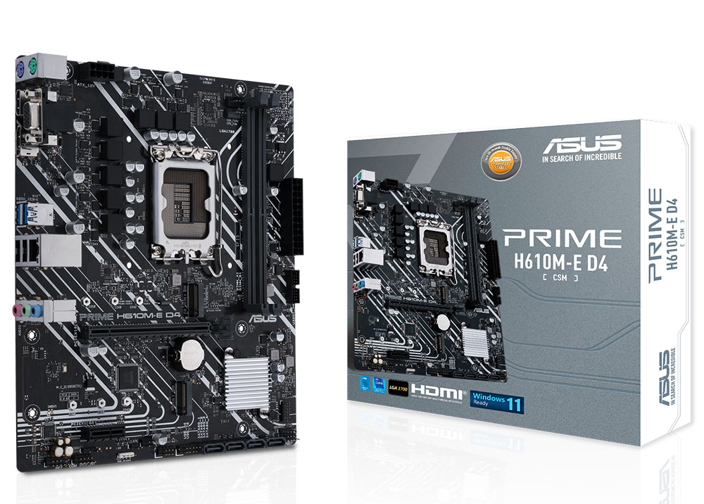 ASUS PRIME H610M-E D4 CSM DDR4 HDMI-DP PCIE 4.0 1700p mATX Kurumsal Anakart