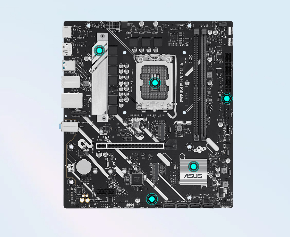 ASUS PRIME H810M-A-CSM DDR5 HDMI-DP PCIE 4.0 1851p mATX Kurumsal Anakart