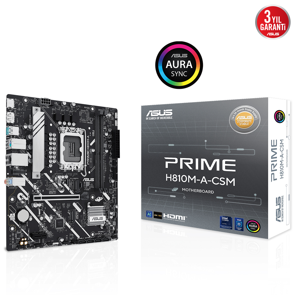 ASUS PRIME H810M-A-CSM DDR5 HDMI-DP PCIE 4.0 1851p mATX Kurumsal Anakart ikinci görünüm