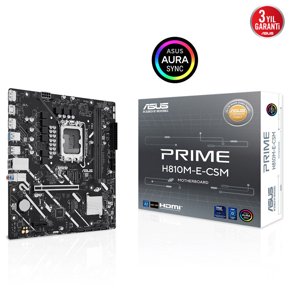 ASUS PRIME H810M-E-CSM DDR5 HDMI-DP PCIE 4.0 1851p mATX Kurumsal Anakart ikinci görünüm