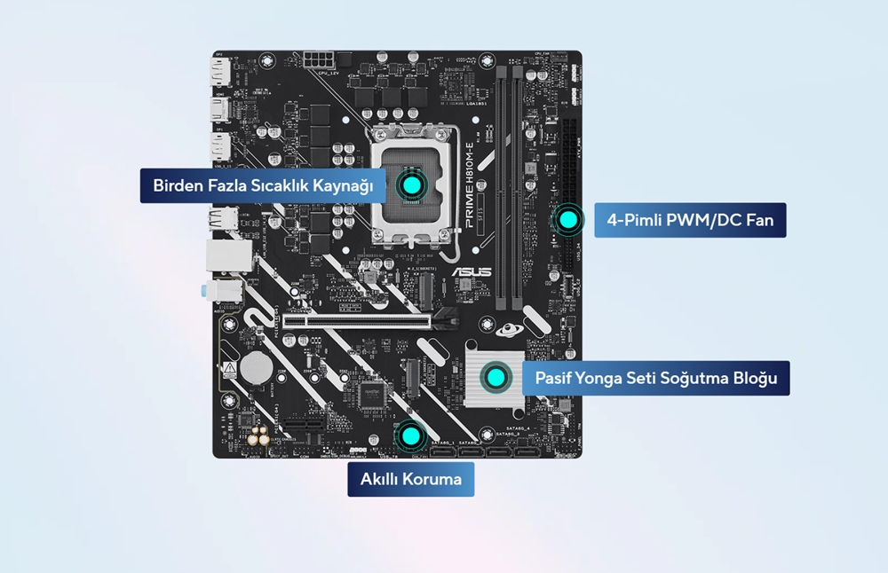 ASUS PRIME H810M-E-CSM DDR5 HDMI-DP PCIE 4.0 1851p mATX Kurumsal Anakart