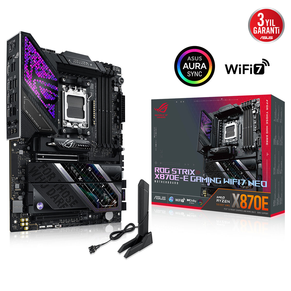 ASUS ROG STRIX X870E-E GAMING WIFI7 NEO DDR5 HDMI PCIE 5.0 AM5 ATX Anakart ikinci görünüm