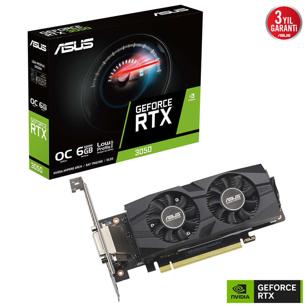 ASUS 6GB RTX3050-O6G-LP BRK GDDR6 96bit HDMI-DP PCIE 4.0 ikinci görünüm