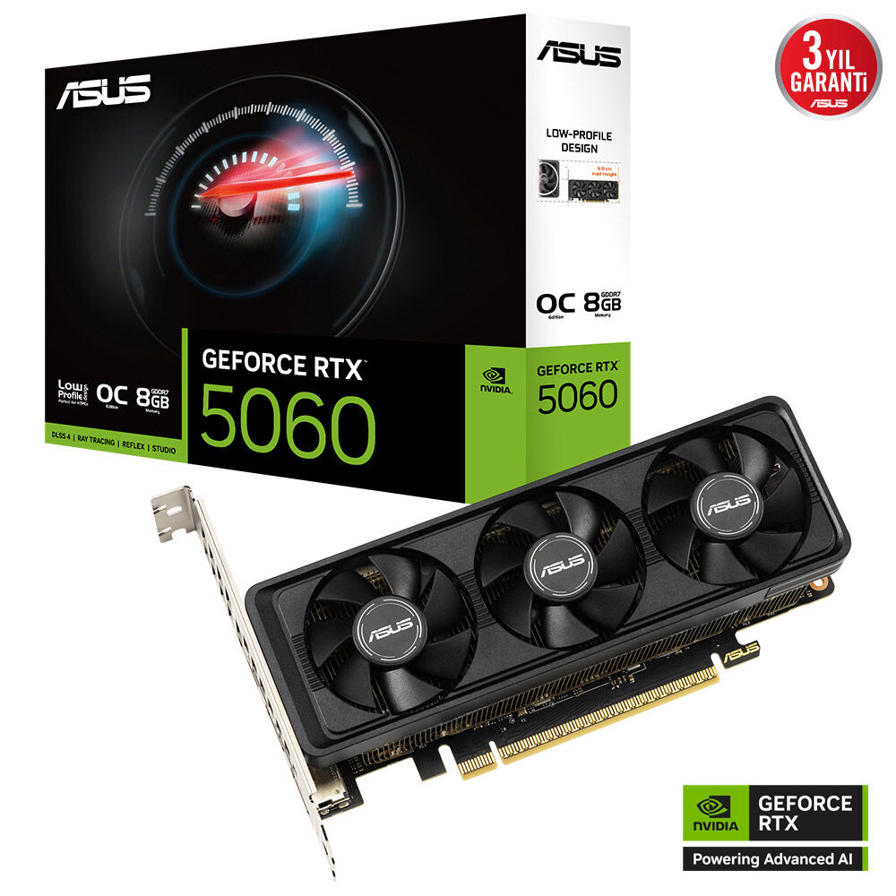 ASUS 8GB RTX5060 OC LP BRK GDDR7 128bit HDMI-DP PCIE 5.0 ikinci görünüm