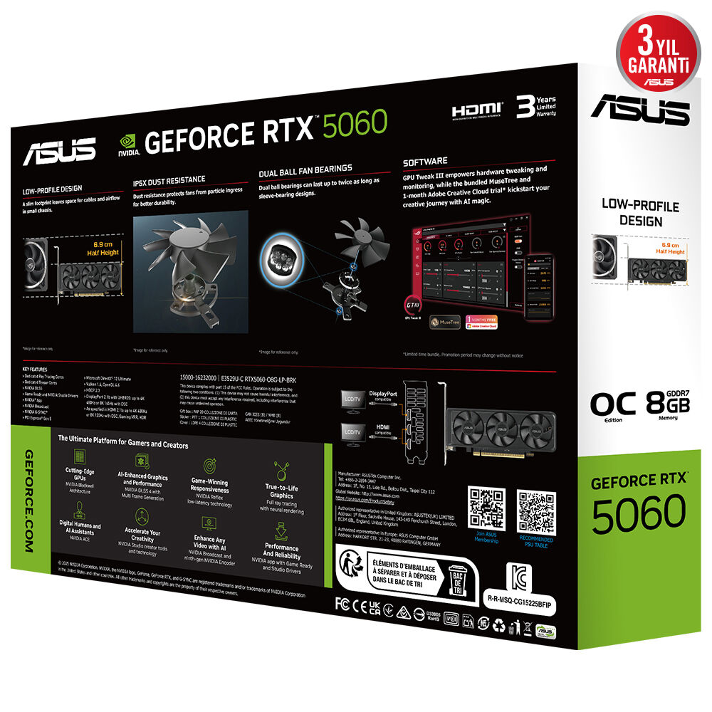 ASUS 8GB RTX5060 OC LP BRK GDDR7 128bit HDMI-DP PCIE 5.0
