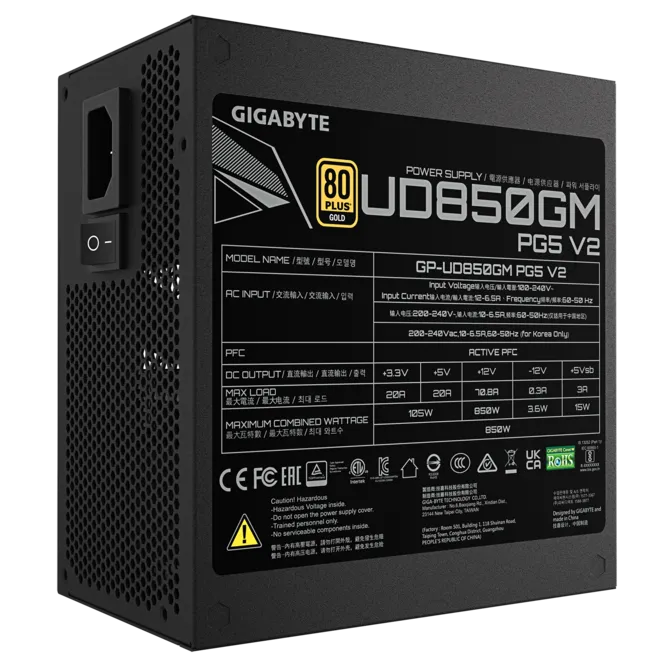 GIGABYTE 850W 80+ Gold UD850GM Tam Modüler Power Supply