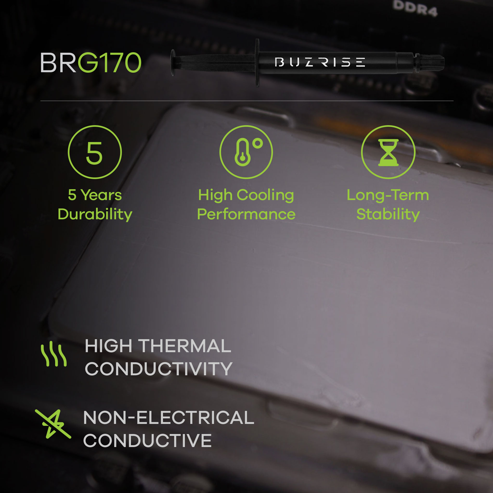 Buzrise BRG-170 2-gram Yüksek Performanslı Termal Macun 17W