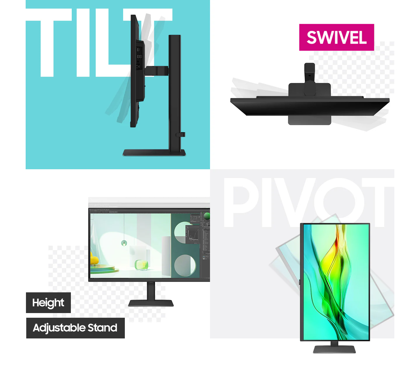 SAMSUNG 31.5" IPS VIEWFINITY S6 S60UD LS32D600UAUXUF 5ms 100Hz HDMI-DP TypeC Kurumsal Pivot Monitör 2560x1440