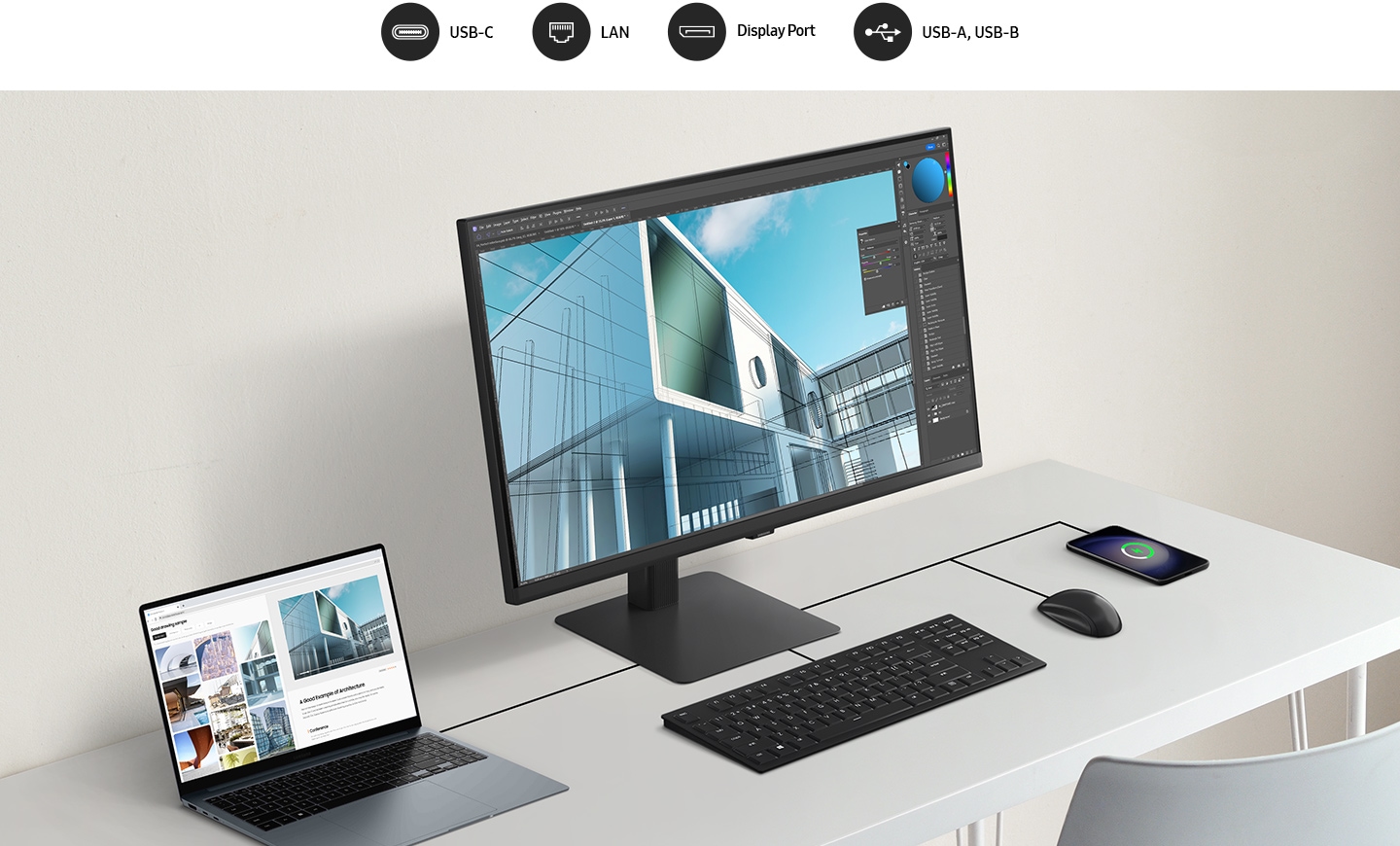 SAMSUNG 31.5" IPS VIEWFINITY S6 S60UD LS32D600UAUXUF 5ms 100Hz HDMI-DP TypeC Kurumsal Pivot Monitör 2560x1440