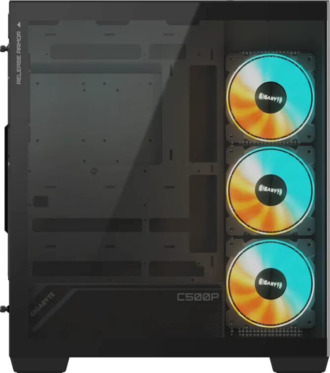 GIGABYTE C500 Panoramic Stealth Ön ve Yan Paneli Temperli Cam 4x ARGB Fanlı Gizli Konnektör Uyumlu Siyah Mid Tower Kasası