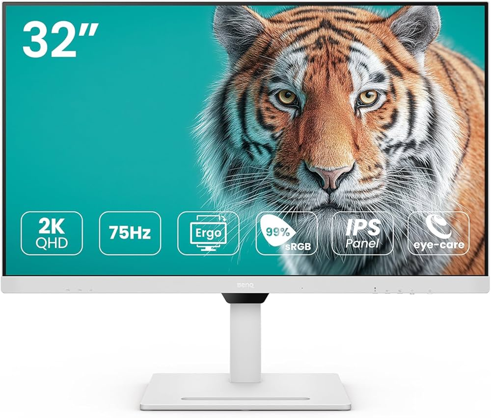 BENQ 31.5" IPS GW3290QT 5MS 75HZ HDMI-DP TYPEC Ergonomik Kurumsal Monitör 2560X1440 Beyaz