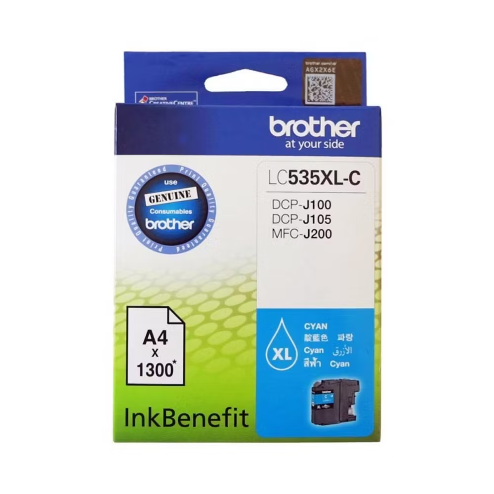 BROTHER LC535XLC Yüksek Kapasiteli Mavi (Cyan) Orijinal Mürekkep Kartuşu (1.300 Sayfa)
