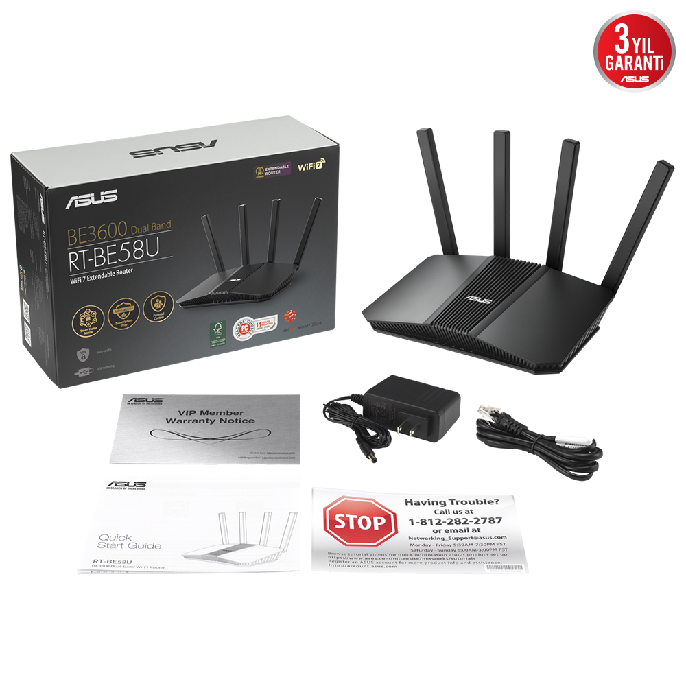 ASUS RT-BE58U WIFI7 Dual Band EV Ofis Tipi Router