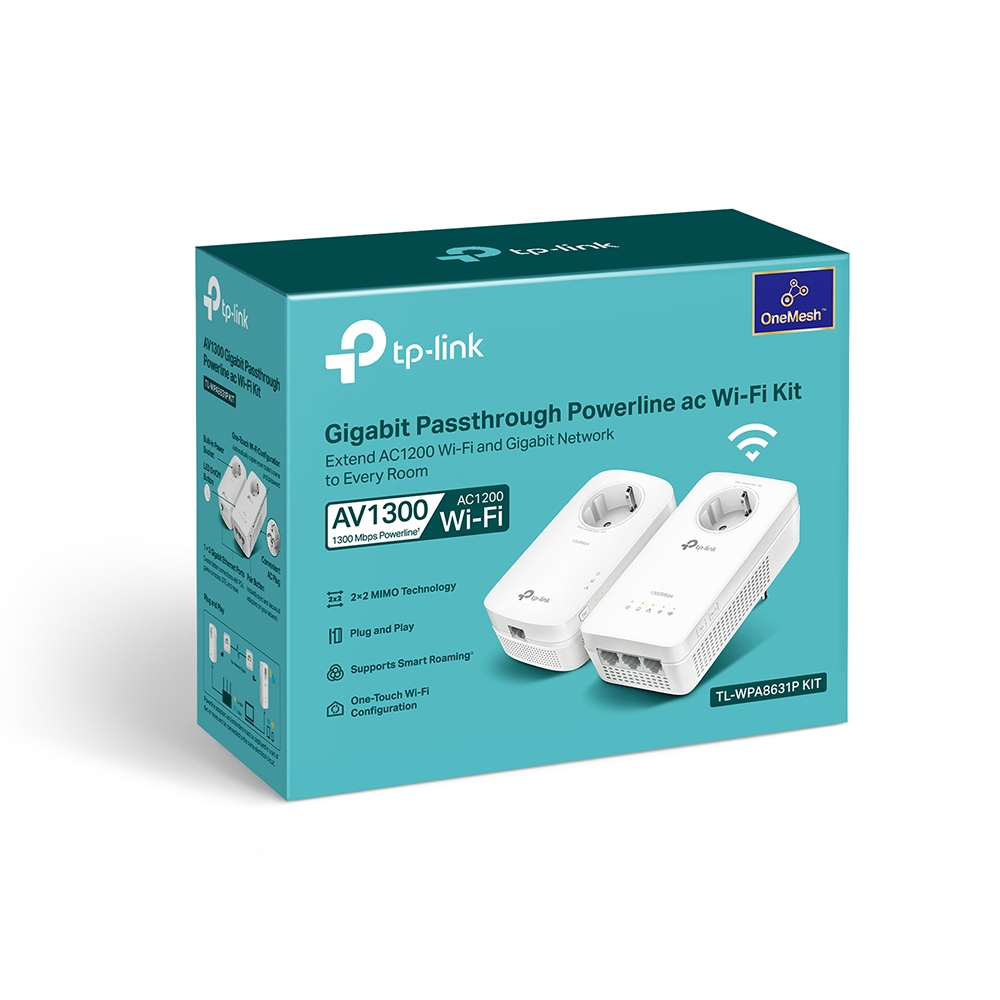 TP-LINK TL-WPA8631P KIT AV1300 Gigabit Passthrough Çift Bant Powerline Wi-Fi Seti (2'li Paket)