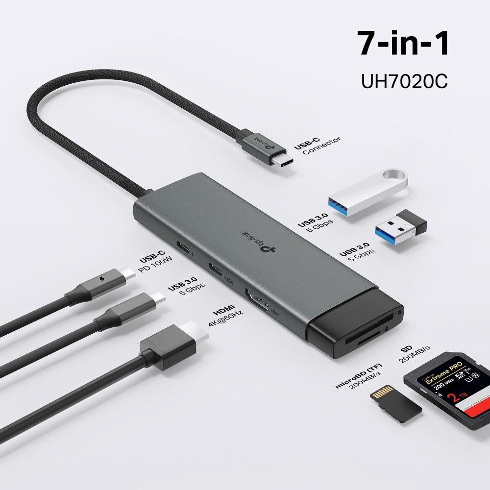 TP-LINK 7port UH7020C USB Type-C Çoklayıcı Hub