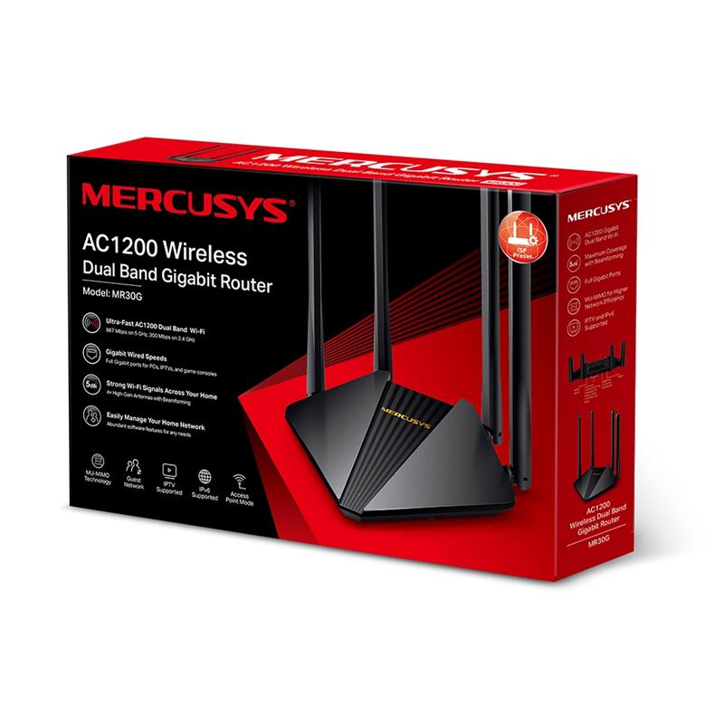 MERCUSYS MR30G WIFI5 AC1200 Dual Band Router ikinci görünüm