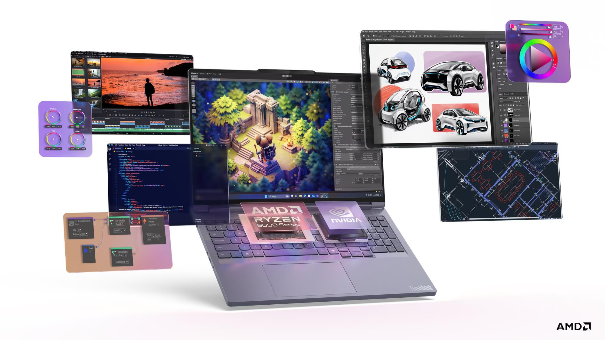 LENOVO 16" WQXGA RYZEN 9 8940HX-32GB DDR5 RAM-1TB NVME-8GB RTX5060-FDOS NOTEBOOK / ThinkBook 16p G6 21U00013TX ikinci görünüm
