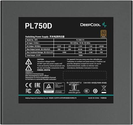 DEEPCOOL 750w 80+ Bronze PL750-D PCIe 5.0 Power Supply