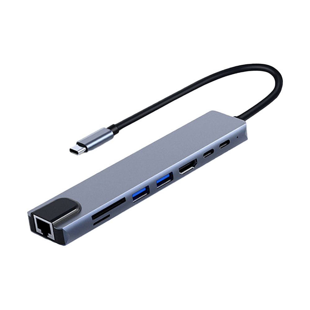 FRISBY FA-7682C 8 in 1 Type-C to HDMI 4K RJ45 SD TF USB 3.0 PD 100W Çoklayıcı Hub ikinci görünüm