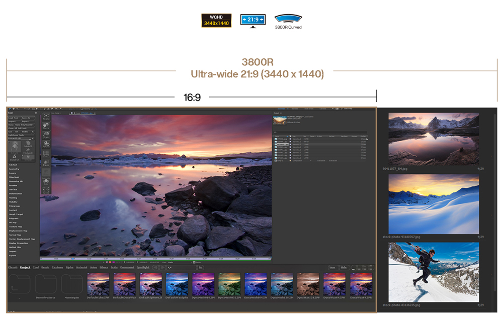 ASUS 34"  IPS PROART PA34VCNV 5MS 60HZ HDMI-DP TYPEC RJ45 kavisli Grafik Çizim Monitörü 3440x1440 / 90LM04A0-B02370