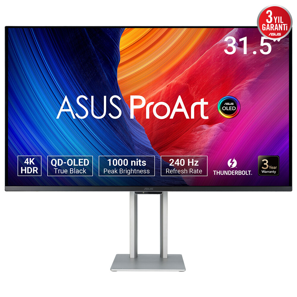 ASUS 31.5" OLED PROART PA32UCDM 0.1MS 240HZ HDMI-DP Thunderbolt Grafik tasarım Monitörü 3840x2160 / 90LM03HE-B01K70