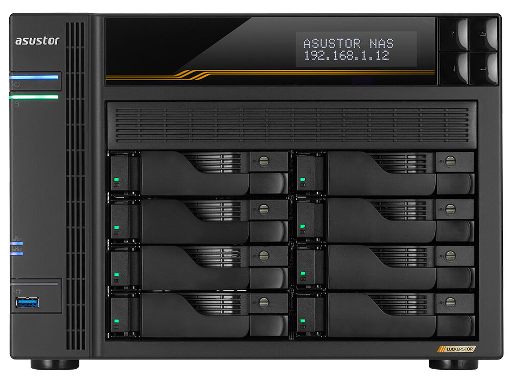 ASUSTOR 8diskli RYZEN V3C14-16GB DDR5 ECC RAM-2-10GbE Nas Server LOCKERSTOR 8 Gen3 AS6808T