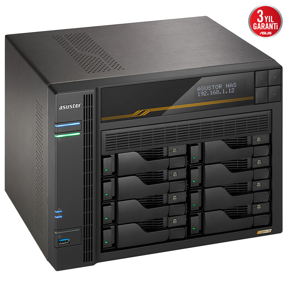ASUSTOR 8diskli RYZEN V3C14-16GB DDR5 ECC RAM-2-10GbE Nas Server LOCKERSTOR 8 Gen3 AS6808T ikinci görünüm