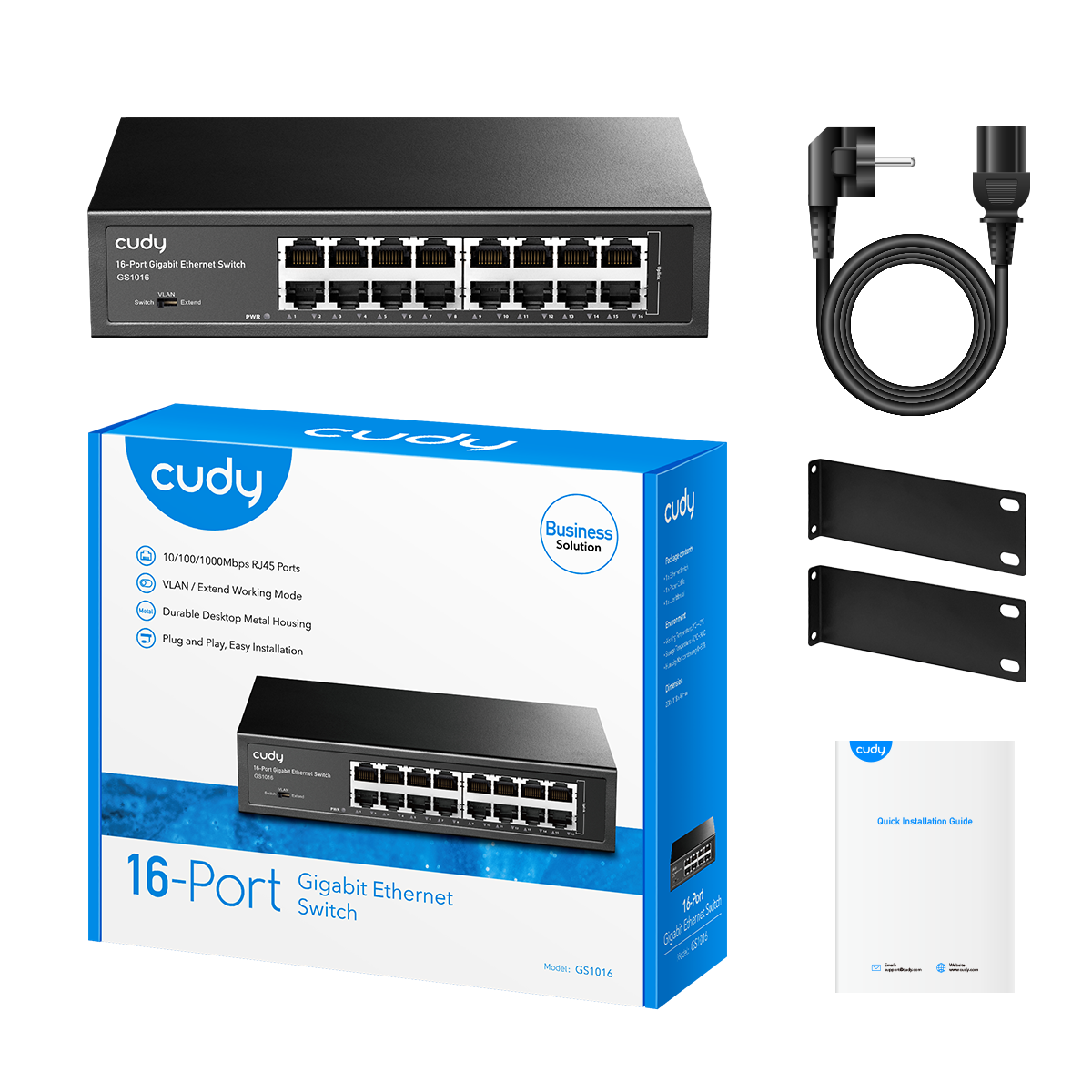 CUDY 16port Gigabit Yönetilemez Switch Metal Kasa GS1016 ikinci görünüm