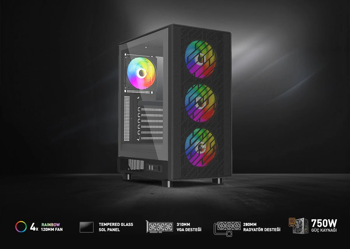 POWERBOOST 750W 80+ BRONZE A700B Gaming Mid-Tower PC Kasası