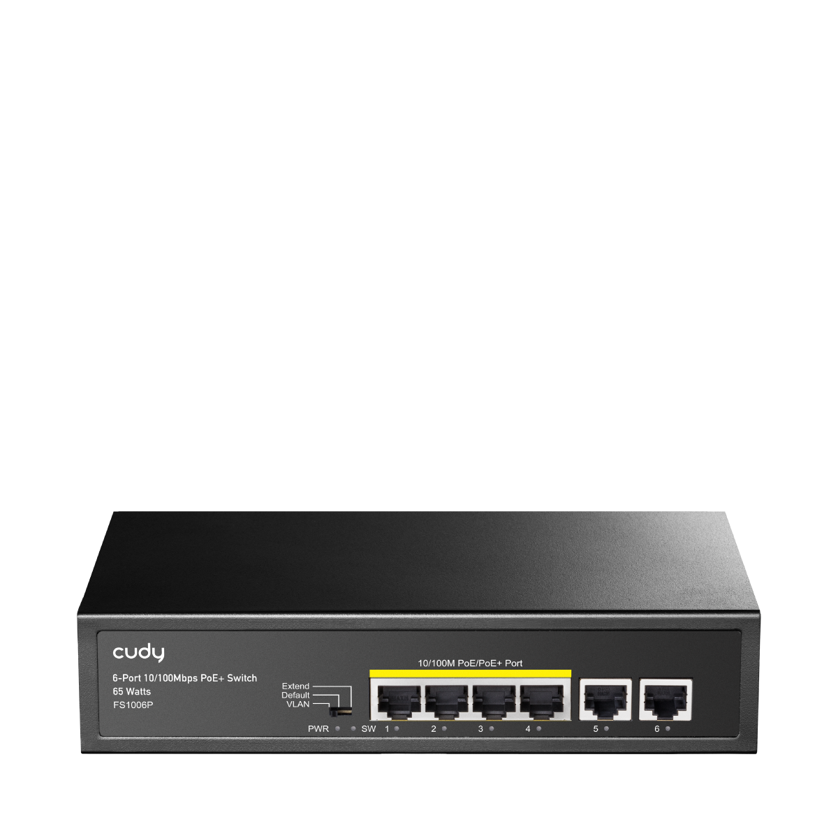CUDY 6port / 4port PoE 60w 10/100 2-Uplink Yönetilemez Metal Switch FS1006P