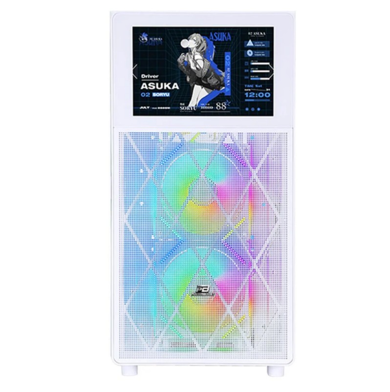 POWERBOOST PB-P4367BW 3-RGB Fanlı LCD Ekranlı Gaming Mid-Tower PC Kasası Beyaz