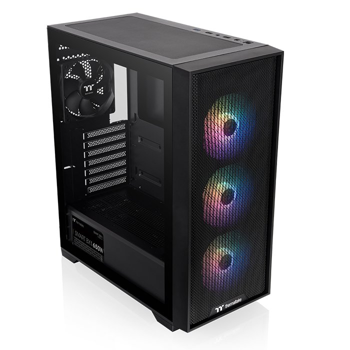 THERMALTAKE 650W 80+ BRONZE V290 TG CA-3Z7-65M1WE-00 3-ARGB FANLI Gaming Mid-Tower PC Kasası