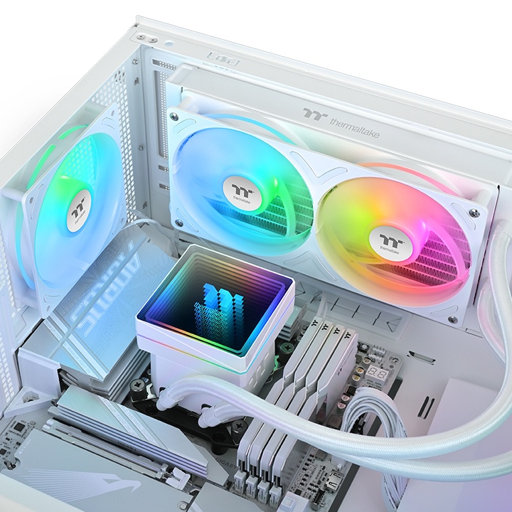 THERMALTAKE 240MM TH240 v3 CL-W467-PL12SW-A AM5-1851p Sıvı Soğutmalı İşlemci Fanı Beyaz ikinci görünüm
