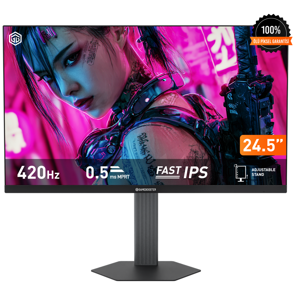 GAMEBOOSTER 24.5" FAST IPS ATLAS EF42 0.5MS 420HZ HDMI-DP Pivot Gaming Monitör 1920x1080