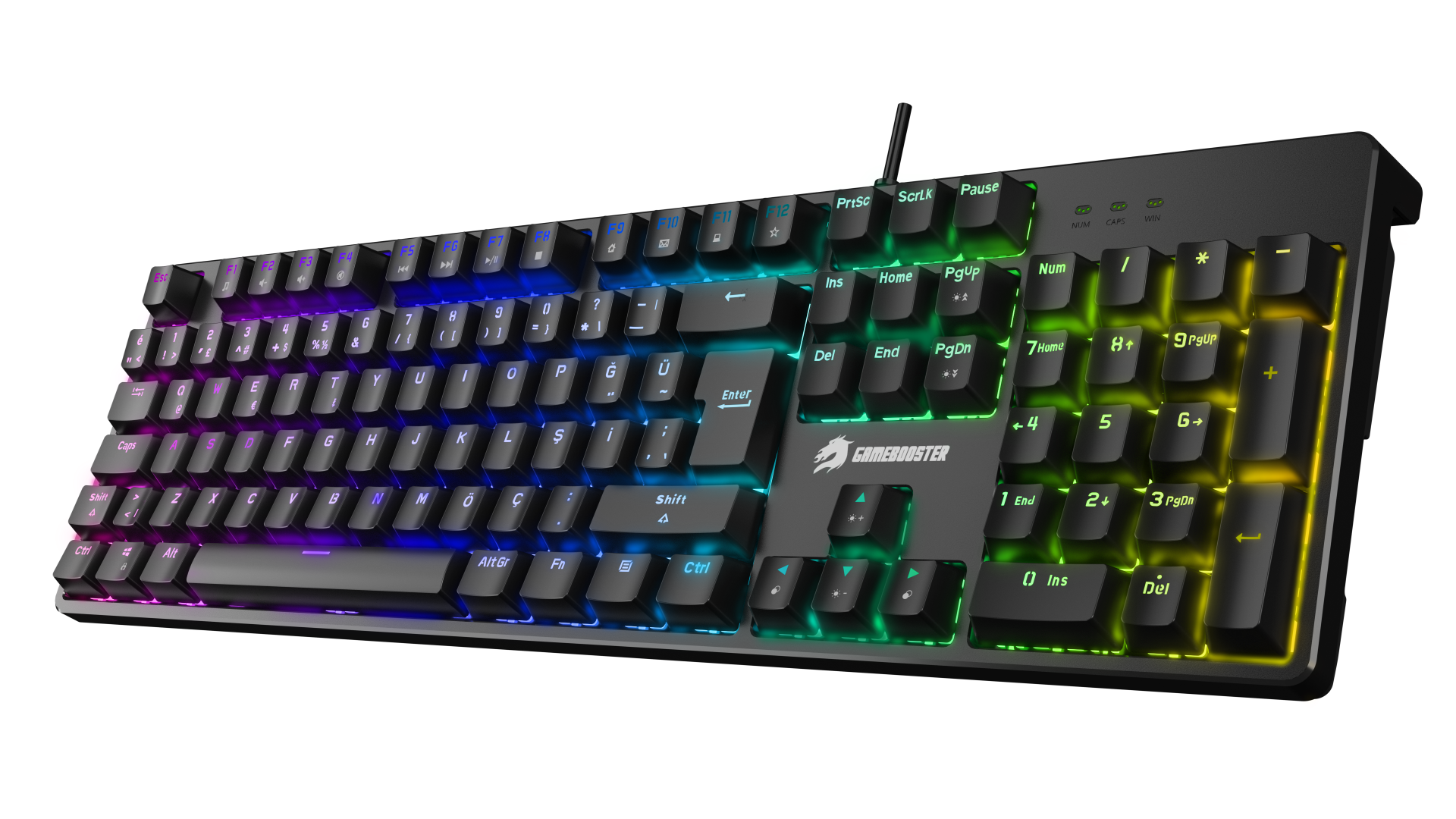 GAMEBOOSTER G24B Enigma Rainbow Aydınlatmalı Red Switch Mekanik Siyah Oyun Klavyesi ikinci görünüm
