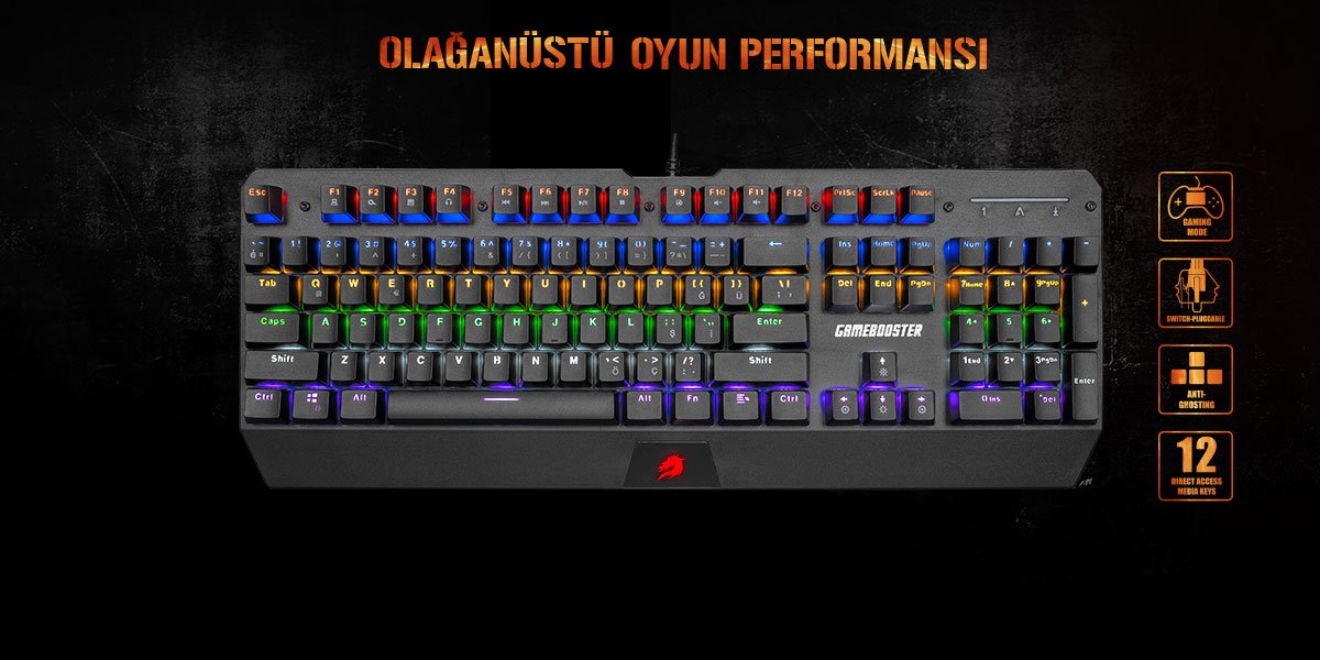 GAMEBOOSTER G5R Defender Rainbow Aydınlatmalı Mekanik Oyun Klavyesi