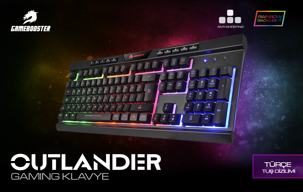 GAMEBOOSTER G69K Outlander Rainbow Aydınlatmalı Membrane Oyun Klavyesi