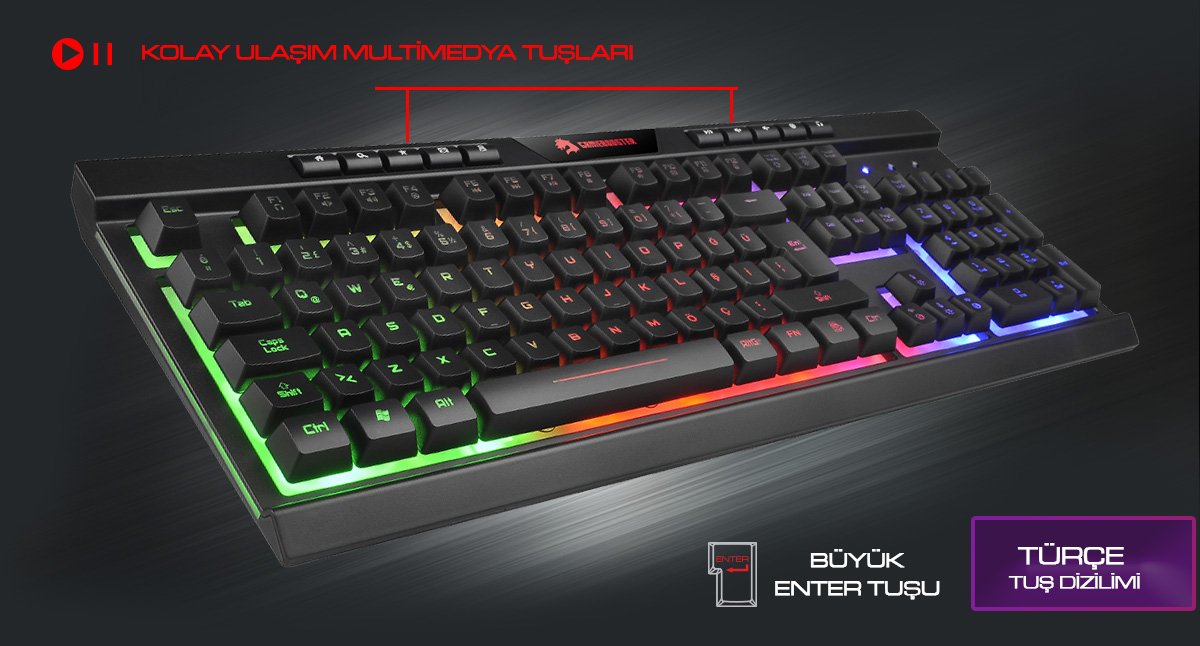 GAMEBOOSTER G69K Outlander Rainbow Aydınlatmalı Membrane Oyun Klavyesi